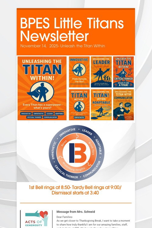 BPES Little Titans Newsletter