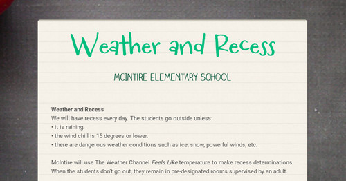 Weather and Recess