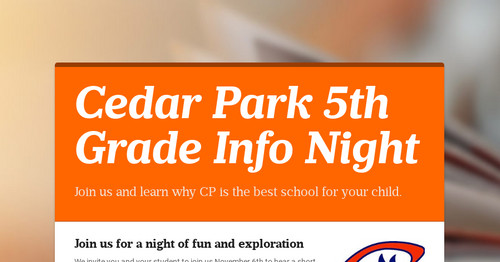 Cedar Park 5th Grade Info Night
