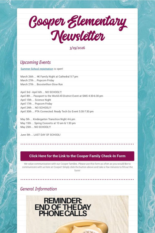 Cooper Elementary Newsletter