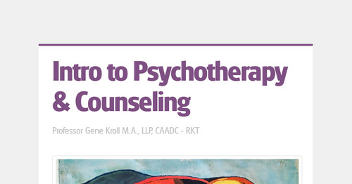 Intro to Psychotherapy & Counseling