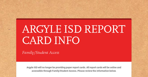ARGYLE ISD  REPORT CARD INFO