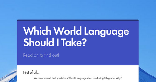Which World Language Should I Take?