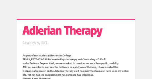 Adlerian Therapy