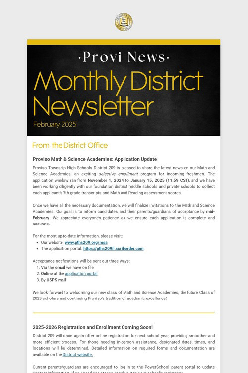 Monthly District Newsletter