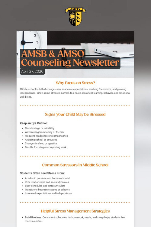 AMSB & AMSO Counseling Newsletter