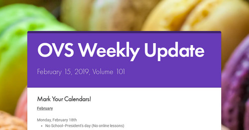 OVS Weekly Update