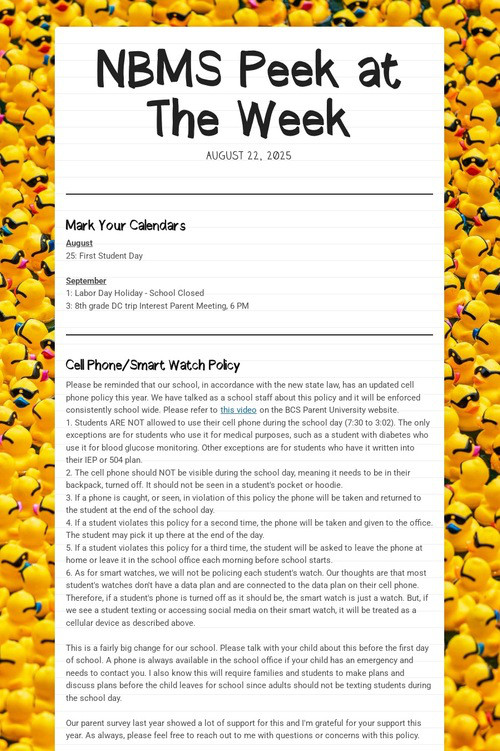 NBMS Peek at The Week