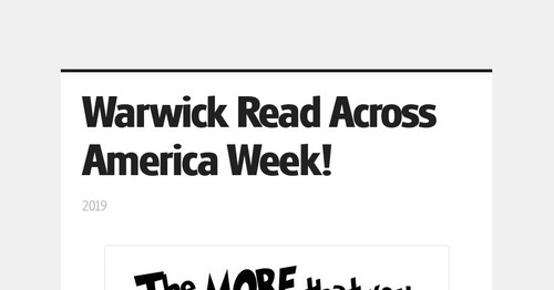 Warwick Read Across America Week!
