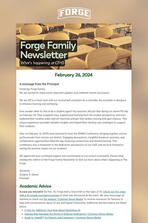Forge Family Newsletter