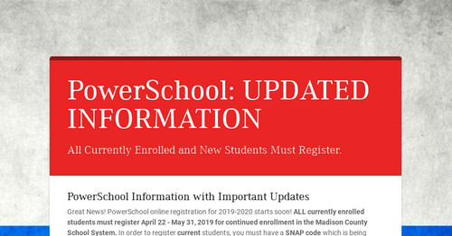 PowerSchool: UPDATED INFORMATION