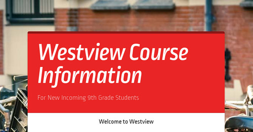 Westview Course Information