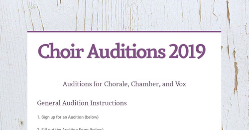 Choir Auditions 2019