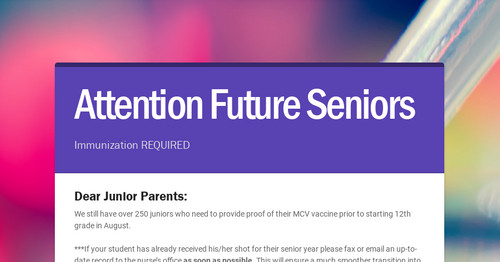 Attention Future Seniors