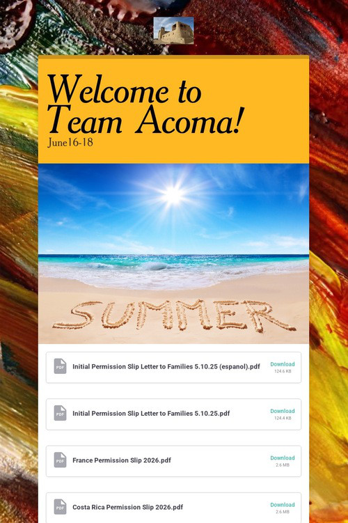 Welcome to Team Acoma!