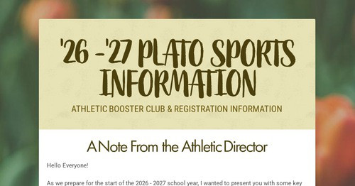 '26 -'27 PLATO SPORTS INFORMATION