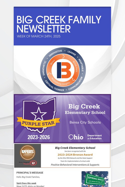 BIG CREEK FAMILY NEWSLETTER