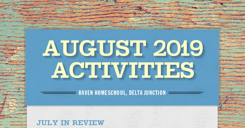 August 2019 Activities