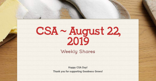 CSA ~ August 22, 2019