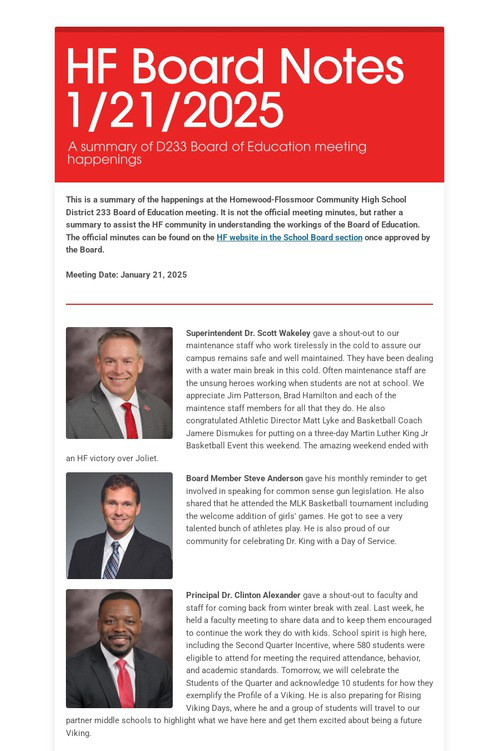 HF Board Notes 1/21/2025