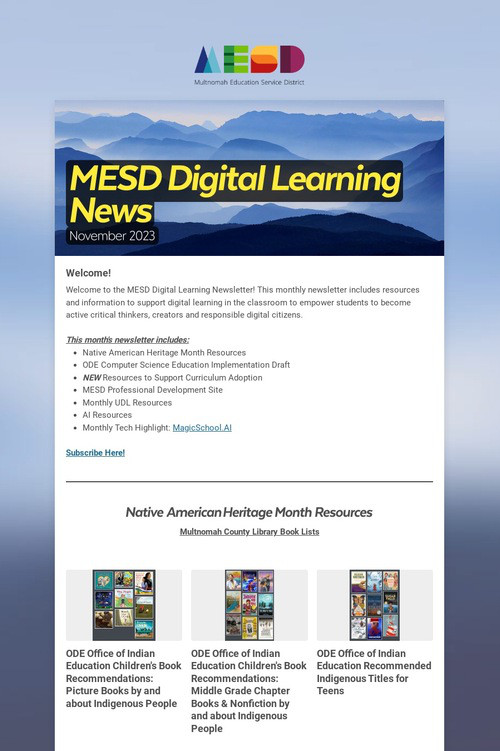 MESD Digital Learning News