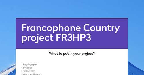 Francophone Country project FR3HP3