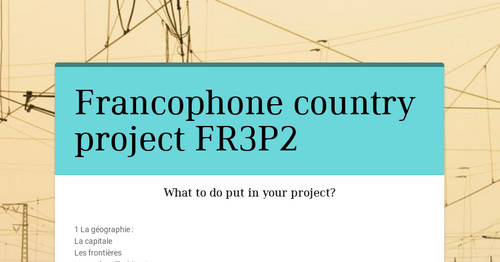 Francophone country project FR3P2