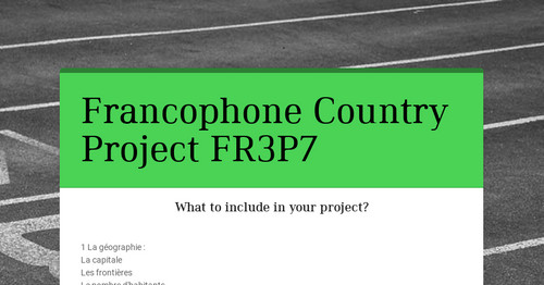 Francophone Country Project FR3P7