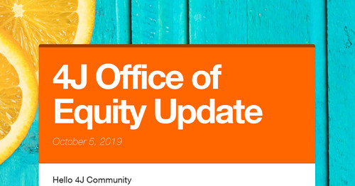 4J Office of Equity Update