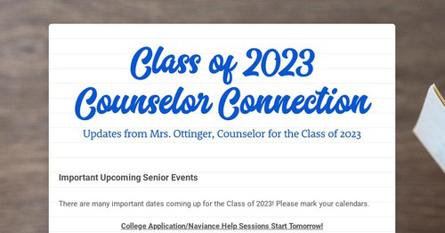 Class of 2023 Counselor Connection