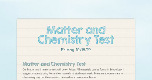 Matter and Chemistry Test