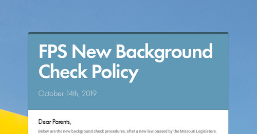 FPS New Background Check Policy