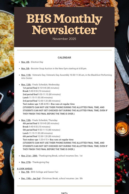 BHS Monthly Newsletter