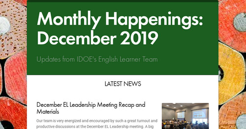Monthly Happenings: December 2019