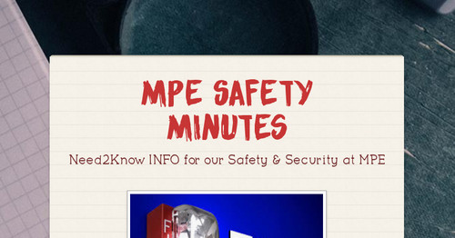 MPE Safety Minutes