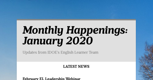 Monthly Happenings: January 2020