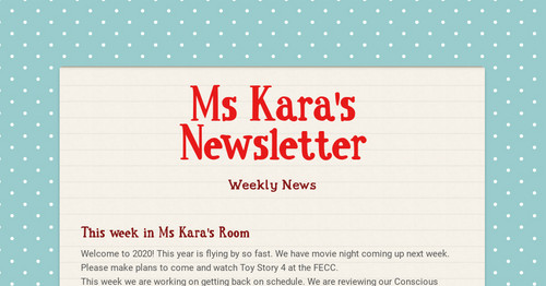 Ms Kara's Newsletter