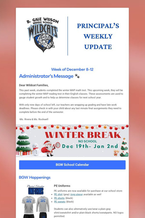 Principal's Weekly Update