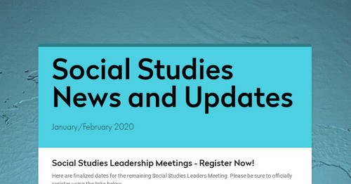 Social Studies News and Updates