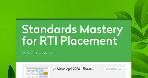 Standards Mastery for RTI Placement
