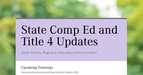 State Comp Ed and Title 4 Updates