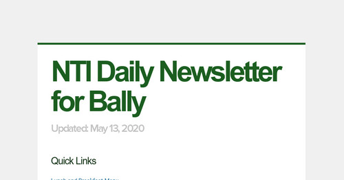 NTI Daily Newsletter for Bally