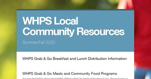 WHPS/WH Food Programs & Resources