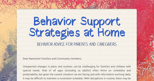 Behavior Support Strategies at Home