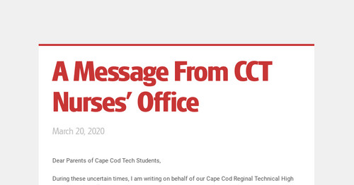 A Message From CCT Nurses' Office