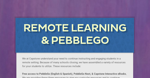 Remote Learning & PebbleGo