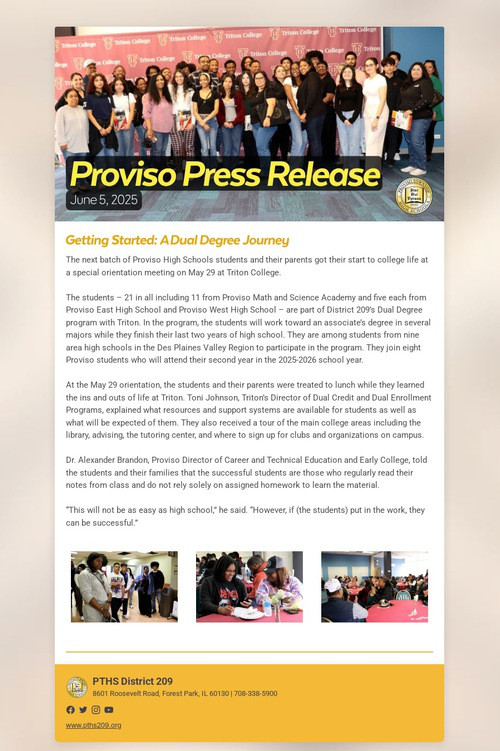 Proviso Press Release