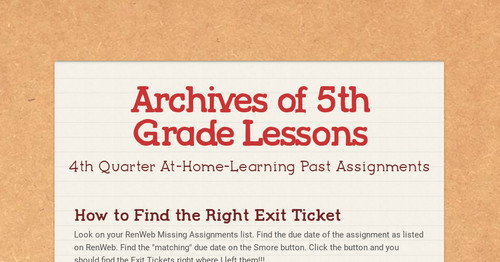 Archives of 5th Grade Lessons
