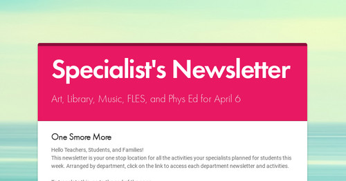 Specialist's Newsletter