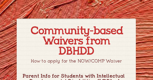 Community-based Waivers from DBHDD
